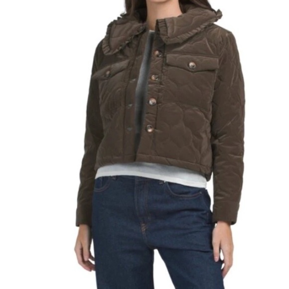 Anthropologie Jackets & Blazers - Anthropologie dra Los Angeles Mable Exaggerated Collar Brown Quilted Jacket Sz M